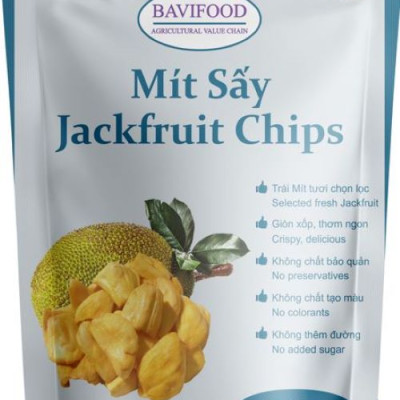 Mít Sấy Chân Không (Jackfruit Chips), Giòn Xốp Tự Nhiên – BAVIFOOD, Khối Lượng:  1 kg (thùng = 10 gói x 100 grs/gói) – Premium