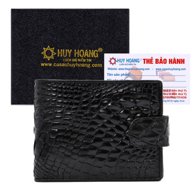 HJ2216-17-18-44 - Ví nam Huy Hoàng da cá sấu nút bấm màu đen, nâu đỏ, vàng bò, nâu đất