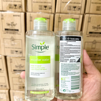 Nước Tẩy Trang SIMPLE Micellar Water 200ml - 400ml - Làm Sạch Trang Điểm - Không Chứa Cồn Gây Khô Rát