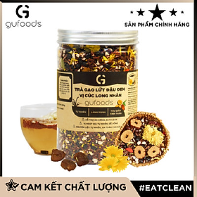 Trà gạo lứt đậu đen vị Cúc Long nhãn GUfoods (hũ 500g) - Tinh thần thoải mái - Tự nhiên - Lành mạnh