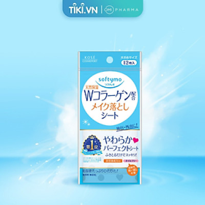 Khăn Ướt Tẩy Trang Dưỡng Ẩm Da Bổ Sung Colalgen Softymo Kose Nhật Bản 12 Miếng