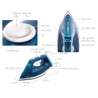 Bàn là, bàn ủi hơi nước cầm tay Philips DST3040, công suất 2600W, phun hơi tự động, bảo hành 2 năm| Hàng Chính Hãng