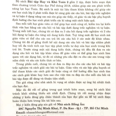 Bài Tập Hay Và Khó Toán 2 Tập 1 (Theo Chương Trình Giáo Dục Phổ Thông Mới) - HA