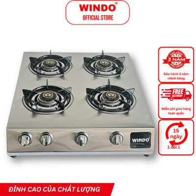 Bếp Gas Công Nghiệp Thấp Áp 4 Lò WINDO - 4 lò phi 80 - Hàng Chính Hãng 
