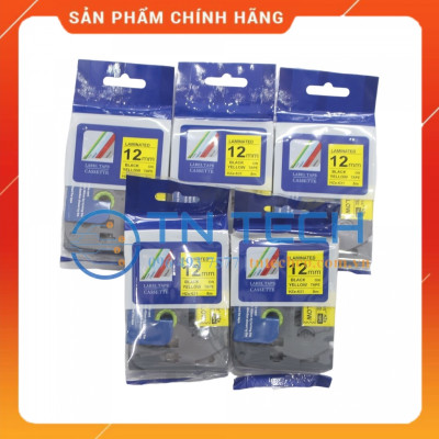 Nhãn In HZE-631 - Đen nền vàng 12mm x 8m - Dùng cho máy in BROTHER - AIMO - PUTY [Hàng nhập khẩu]