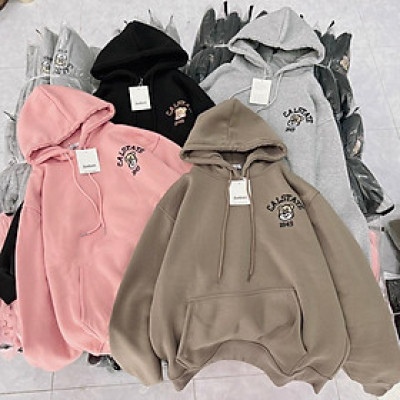 Áo khoác nữ chống nắng Hoodie Oversize Nỉ Dệt Logo Gấu Thêu 1849 đẹp cá tính hàng rất đẹp-A2120