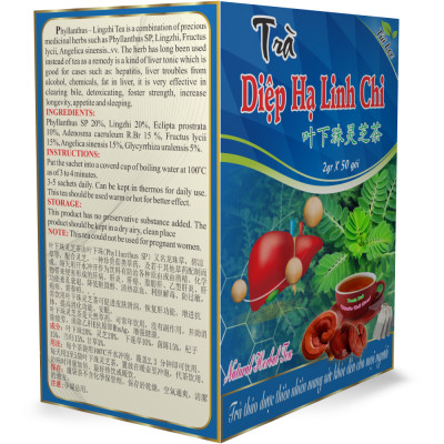 Combo 5 Hộp Trà Diệp Hạ Linh Chi (Hộp 50 Túi Lọc x 2g) -  Hỗ Trợ Viêm Gan B , Mỡ Máu- Nguyên Thái Trang - Thảo Dược Thiên Nhiên - Tốt Cho Sức Khỏe