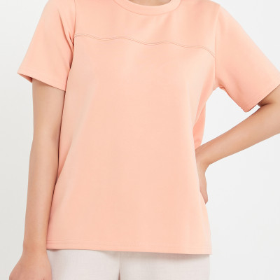 Áo Thun Nữ Tay Ngắn Viền Chỉ Ngực Maxivic, La Mộc - LM0122305