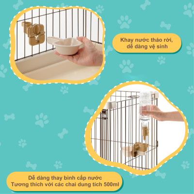 Khay tự cấp nước gắn chuồng cho thú cưng RICHELL Nhật size M Nâu | Pet