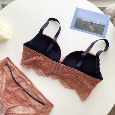 Bộ Đồ Lót VB71 Ren Lưới Mút Vừa Không Gọng Xinh Xắn Gợi Cảm