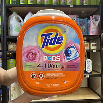 Viên Giặt Tide Pods 4in1 Downy April Fresh 104 viên 2.7kg Hàng Nhập Mỹ