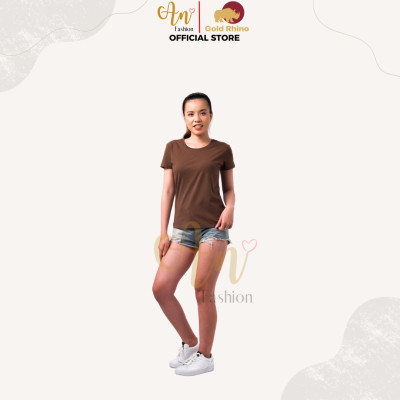 Áo Thun Nữ Cổ Tròn Kháng Khuẩn, Mềm Mịn, Thoáng Mát Màu NÂU Mộc Mạc - Gold Rhino