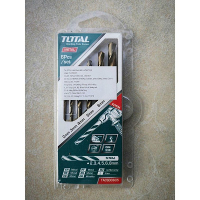 BỘ MŨI KHOAN KIM LOẠI HSS 6 CHI TIẾT 2-8MM TOTAL TACSD0605
