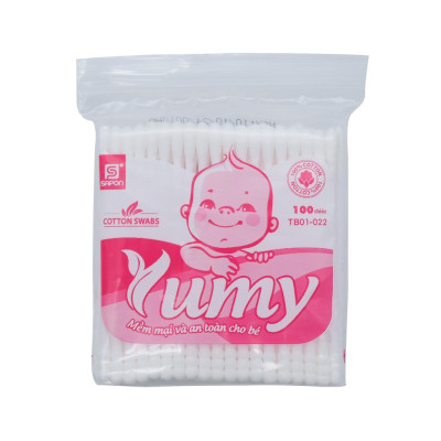 [Lố 12 hộp] Tăm bông vệ sinh trẻ em YUMY baby [TB01-022] túi 100 que