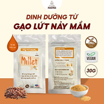 Sữa Hạt Gạo Lứt Hữu Cơ Millet Gói 30g Vị Kê Nhập Khẩu Malaysia Cho Trẻ Từ 3 Tuổi & Cả Gia Đình Bổ Sung Dinh Dưỡng Vegan - 24grains