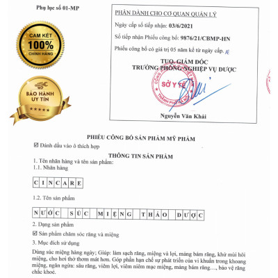 Nước súc miệng Thảo dược Cincare - Nhỏ gọn tiện lợi - Khử khuẩn, thơm miệng mọi lúc mọi nơi (100ML)