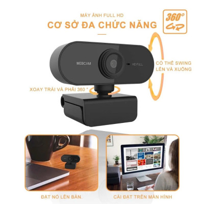 Webcam Cho Máy Tính PC Laptop 2K FullHD Kèm Mic Tích Hợp Micro To Rõ Cho Cuộc Gọi Video Call Zoom Góc Siêu Rộng New Chất Lượng Cao Để Live Stream Học Online Hàng Nhập Khẩu