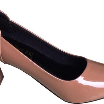 Giày cao gót 7cm Trường Hải gót to da bóng màu nâu thời trang cao cấp CG0411 [ HÌNH ẢNH THẬT ]