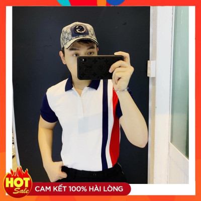 Áo Thun Nam Ngắn Tay Có Cổ Phối Một Sọc Thẳng Thời Trang Hàn Quốc Mới Chất Vải Không Xù Không Phai Màu