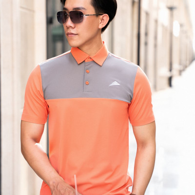 Áo Polo Nam Thể Thao Cổ Sơ Mi ALLPUR CoolMax Siêu Mát - Ngăn mùi - Màu Cam Phối Xám