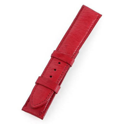 HC8445 - Dây đồng hồ Huy Hoàng da đà điểu da bụng size 22, 24, 26 màu đỏ