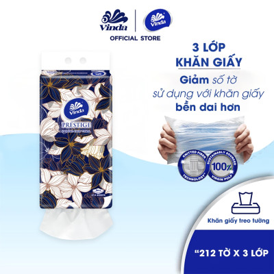 [3 GÓI KHĂN TREO TƯỜNG] Khăn giấy treo tường cao cấp Vinda Prestige 4D 3 lớp 212 tờ