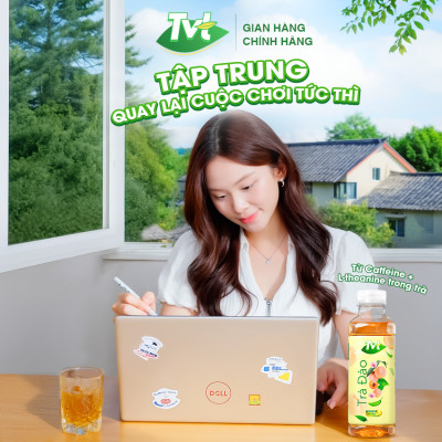 [Lốc 06 chai 450ml] Trà Vải TVT- thanh mát, tự nhiên từ nước cốt vải thiều, trà xanh nguyên chất