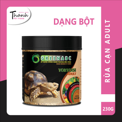 Thức ăn bò sát Rùa Cạn nhãn GREENABC - Tortoise – Sulcata – Hạn chế urat, mai cứng, tăng trưởng nhanh - Hộp 230g