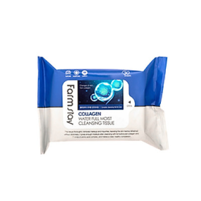 Khăn giấy tẩy trang _ Farmstay collagen water full moist cleansing tissue