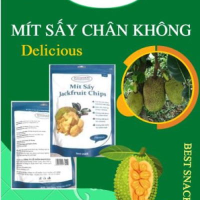 Mít Sấy Chân Không (Jackfruit Chips), Giòn Xốp Tự Nhiên – BAVIFOOD, Khối Lượng:  1 kg (thùng = 10 gói x 100 grs/gói) – Premium
