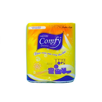 Combo 2 cuộn Giấy lau đa năng Comfy, khăn lau bếp, lau tay, khăn lau dầu mỡ 23x20x10cm- mã C404- 100% Bột giấy nguyên sinh - Hàng chính hãng.