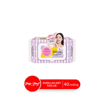 Bao Khăn Khô Lau Mặt Cao Cấp POP-PUF 100% Cotton, 40 Miếng/Bao