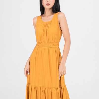 De Leah - Đầm Xoè Đuôi Cá Viền Eo V