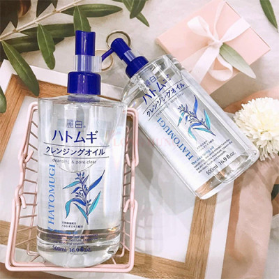 Dầu tẩy trang Ý Dĩ Kumano Hatomugi Reihaku Cleansing Oil làm sạch và dưỡng ẩm da (500ml) - Hàng chính hãng