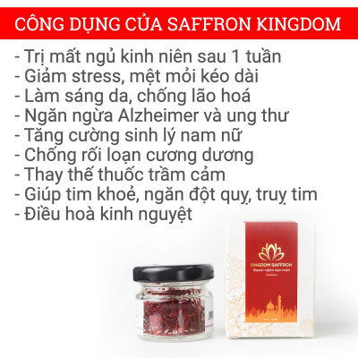 Nhụy hoa nghệ tây saffron Kingdom Herb chính hãng loại super negin thượng hạng hộp 1 gram (tặng bình thuỷ tinh cao cấp)