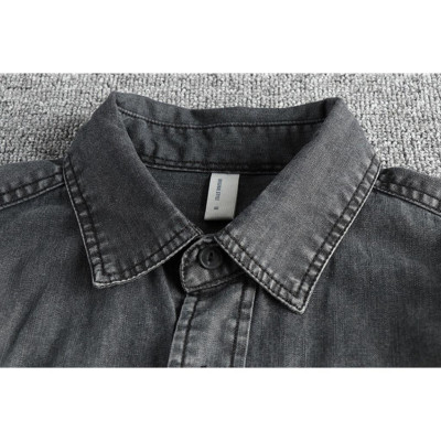 Sơ mi denim wash bụi phong cách Vinstage_dã ngoại_Biker