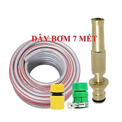 Bộ dây vòi xịt nước rửa xe, tưới cây . tăng áp 3 lần, loại 7m, 10m 206587 cút sập,nối vàng + tặng mở chai 