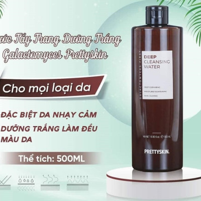Nước Tẩy Trang Dưỡng Trắng Galactomyces Prettyskin Deep Cleansing Water 500ml, Tẩy Trang Cho Da Nhạy Cảm