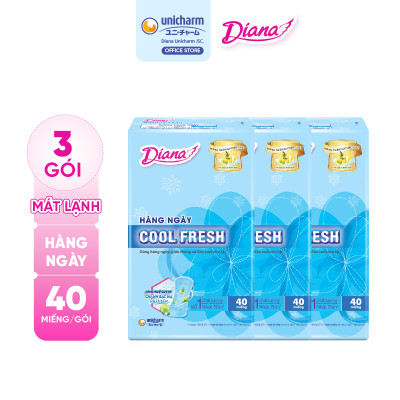 Bộ 3 Gói Băng Vệ Sinh Diana Hàng Ngày Cool Fresh (40 miếng/Gói)