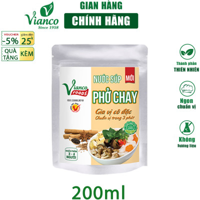 Combo 3 Gói Gia Vị Súp Cô Đặc Vị Phở Bò - Bún Bò Huế - Phở Chay gói 200ml Vianco Foods Tiện Lợi