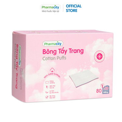 Bông tẩy trang Pharmacity Cotton Puffs (Hộp 90 miếng) - New
