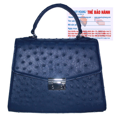 Túi hộp đeo chéo nữ Huy Hoàng da đà điểu màu xanh đậm HC6462