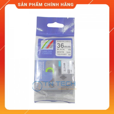 Nhãn In TZ2-FX261 - Đen nền trắng 36mm x 8m - Dùng cho máy in BROTHER - AIMO - PUTY [Hàng nhập khẩu]