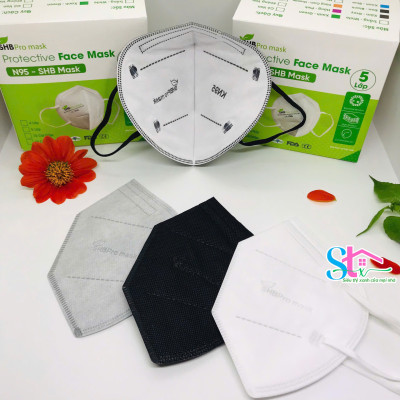 Khẩu trang n95 SHB Pro mask chính hãng, Kn95 cao cấp 5 lớp kháng khuẩn chuẩn FFP2 (hộp 20 cái)