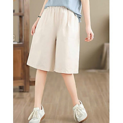 Quần kiểu nữ ống rộng, chất liệu vải Đũi xước, mềm mịn, mặc mát, Quần Short nữ đẹp Nesa Shop