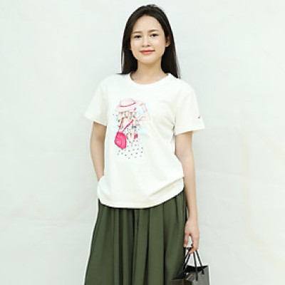 Áo Thun Nữ Hàng Hiệu Sure, Hình In Cô Gái Cá Tính, Chất Liệu 100% Sợi Bông, Sản Phẩm Tốt Cho Da