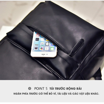 Balo Nam Nữ Đi Học Chất Da PU Cao Cấp Thời Trang Chống Nước  BL042 DRU - Hàng Chính Hãng