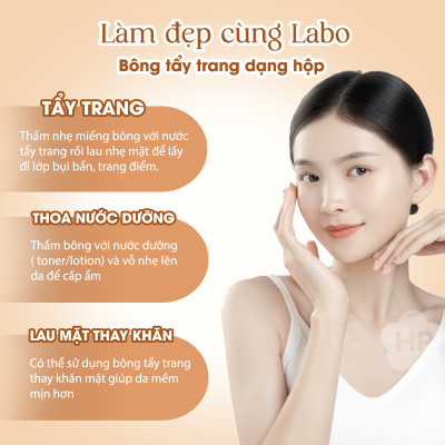 Combo Bông Tẩy Trang Cotton Labo Và Nước Tẩy Trang Nhanh Cho Vùng Mắt Kissme (120 mL)