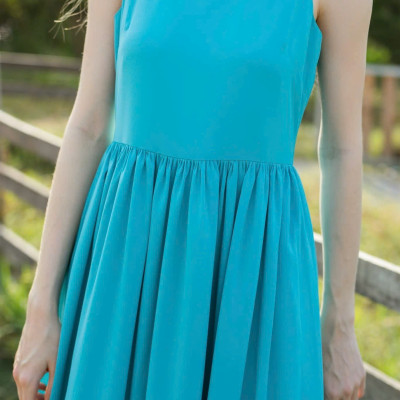 Đầm xanh babydoll sát nách NGADO , đầm nữ , đầm thời trang , váy đi biển