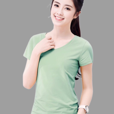 Áo thun nữ trơn cổ tim tay ngắn thun cotton 4 chiều form ôm body MXM ( ANU007 )
